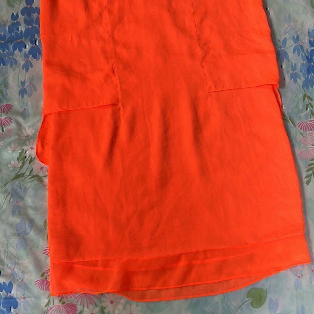 Helmut Lang Chroma Drape Neon Sunburn Silk Blend Strappy Mini Dress Size 2 NWT - Picture 5 of 14